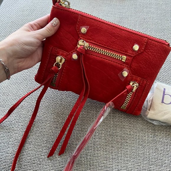 BOTKIER Salmon Leather Zip Crossbody LOGAN Organizer Wristlet Bag - Brand New - Picture 5 of 8